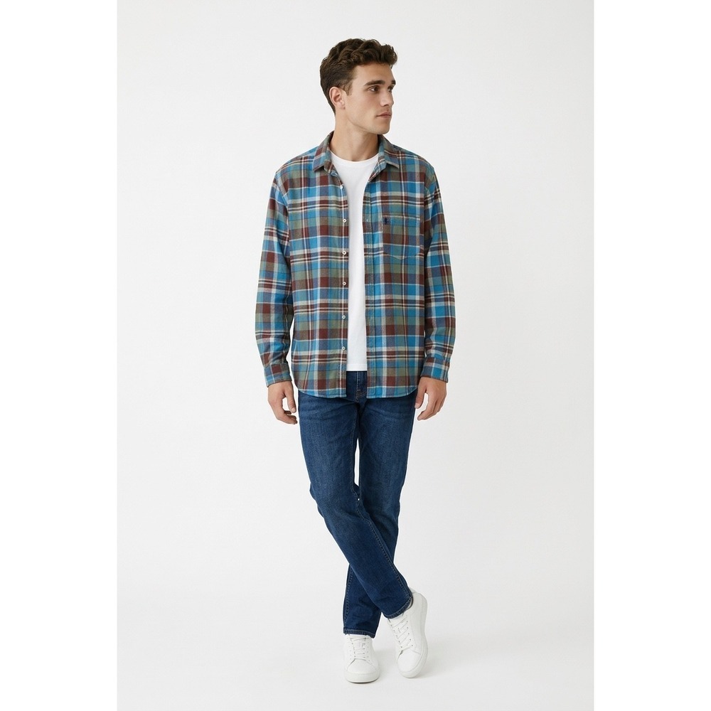 Polo Ralph Lauren Men XXL Custom Fit Plaid Button Down Shirt Blue Burgundy Tan